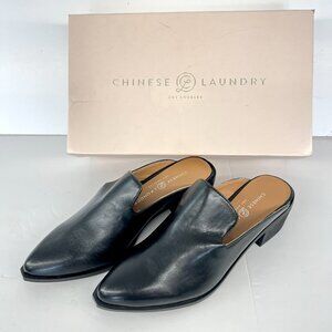 Sz 7.5 NWT Chinese Laundry Marnie Black Slip-On Pointed‎ Toe Mules Shoes Women